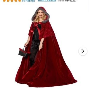 Red Hooded Costume Cape with Faux Fur